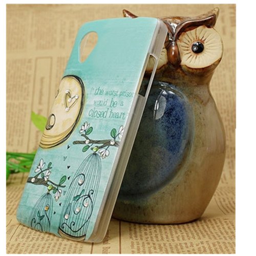 EVTECH(TM) Painted Rhinestone Series The Bird's Cage Handmade Crystal Rhinestone Heart Diamond Bling Cover Soft Faceplate PC Case for Google Nexus 5