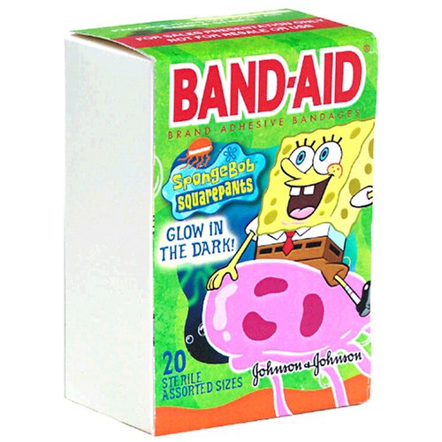 Band-Aid Adhesive Bandages, SpongeBob SquarePants, Assorted Sizes, 20 bandages