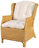 Hansen Rattan 3650/HL Peddigrohr-Ohrensessel mit Sitz- und R&uuml;ckenpolster B 67 T 85 H 100 SH 47 cm, honig