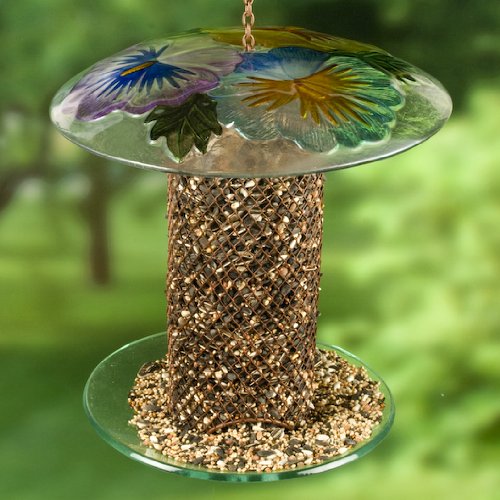 Pansies Glass Bird Feeder