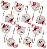 New England PATRIOTS NFL Set Bathroom Shower Curtain Hooks Rings