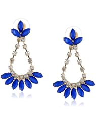 Cabochon and Crystal Fan Gold Tone Earrings
