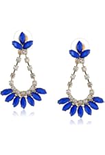Gold-Tone, Bead, and Crystal Fan Statement Earrings