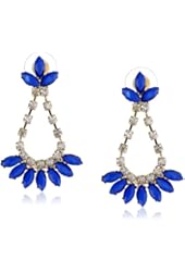 Gold-Tone, Bead, and Crystal Fan Statement Earrings