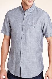Autograph Linen Blend Short Sleeve Plain Shirt [T25-3130A-S]