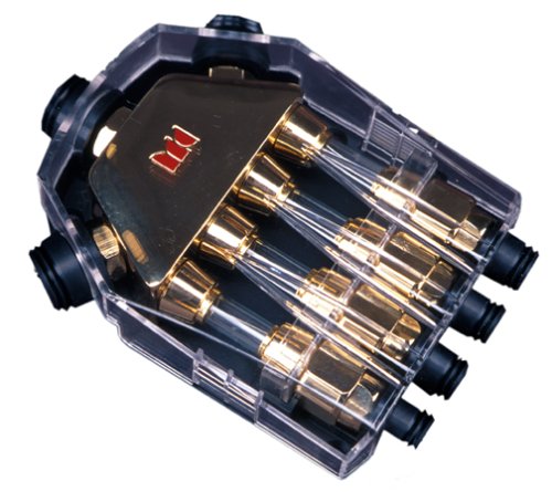 Monster Cable PFD 34A PowerFuse 3-4 Distribution Splits Three 4 Gauge Inputs to Four 8 Gauge Individually Fused Outputs 3-4 AWG to 4-8 AWG (AGU)
