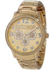 Just Cavalli Womens R7253127512 Huge Yellow Gold Ion-Plated Coated Stainless Steel Swarovski Crystal Watch