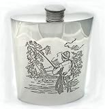 Pewter hip flask with fishing scene - 4oz  from Made in Sheffield UK