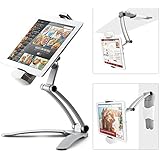 Kitchen Tablet Mount Stand, iKross 2-in-1 Kitchen Wall / CounterTop Mount Stand For 7 to 12 Inch Tablet fits with iPad Pro 9.7 / iPad Air / Mini, Microsoft Surface 3 10.8, ASUS ZenPad and more - White