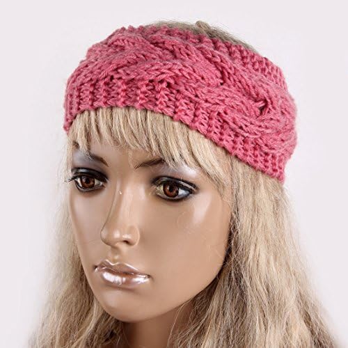 Knitted Floral Headband Warm Ear Warmer Headwrap &amp; Hairband (3# pink)