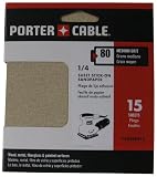 Porter-Cable 762800815 1/4 Sheet 80 Grit Adhesive-Backed Sanding Sheets - 15 Pack
