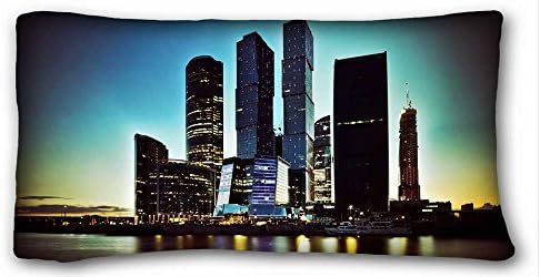 Soft Pillow Case Cover ( City city Moscow Moscow City venitomusic Skyscrapers ) DIY Pillow Cover Size 20"X36" suitable for California King-bed PC-Purple-19808