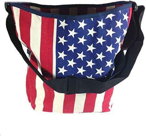 American Flag - Canvas Messenger Tote Bag - 12-in