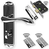 Chrome Door Handle Set Pack Latch Lock Bathroom New (Bathroom) by Bridewell Ironmongery [並行輸入品]
