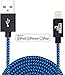 NRGized Premium 3ft Nylon Braided USB Cable with Lightning Connector [Apple MFi Certified] for iPhone 6s Plus / 6 Plus, iPad Pro, Air 2 and More (Blue Stripe)
