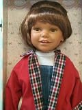 Euro girl 18'' doll w/ Denim jumper & red coat withe Tshirt socks and shoes