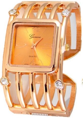 Rose Gold Bangle Watch Geneva Crystal Bezel Women's