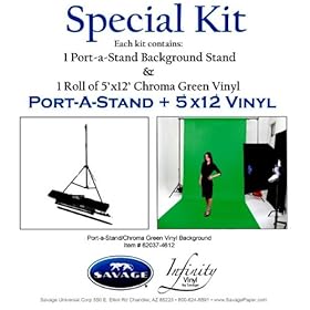 Savage Infinity 5'x 12' Chroma Green Vinyl & Port-A-Stand Background Support Kit