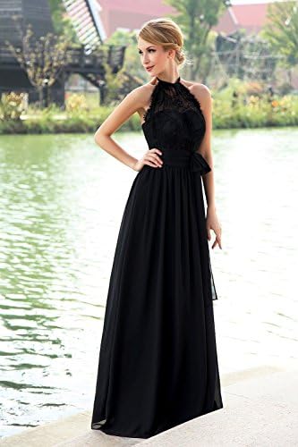 MLDress Women's Low Back Halter Chiffon Long Prom Evening Dresses