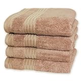 Produkt-Bild: 4 tlg. Handtuchset "Emotion"- Farbe camel, Qualit&auml;t 550 g/m&sup2;, Qualit&auml;t 550 g/m&sup2;, Gr&ouml;&szlig;e 50 x 100 cm, Handtuch / Handt&uuml;cher / Badetuch / Duschtuch / Badet&uuml;cher / Duscht&uuml;cher