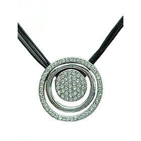 Crystal Pendant Necklace Fashion Jewelry – Silver Tone Crystal Rounder & Cluster Design Pendant