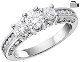 Diamond Engagement Anniversary Three Stone Ring 1 Carat (ctw) in 18K White Gold (Certified)