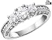 Diamond Engagement Anniversary Three Stone Ring 1/2 Carat (ctw) in 18K White Gold (Certified)