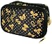 6 inch Mini Black / Gold Polka Dot Ribbons Dual Compartment Makeup Brush Cosmetic Beauty Travel Case / Organizer Bag