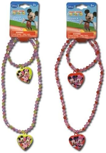 2 Sets Mickey & Minnie Mouse Necklace and Bracelet Set