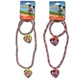 2 Sets Mickey & Minnie Mouse Necklace and Bracelet Set