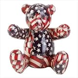 American Flag Patchwork Teddy Bear Bank - Style 33824
