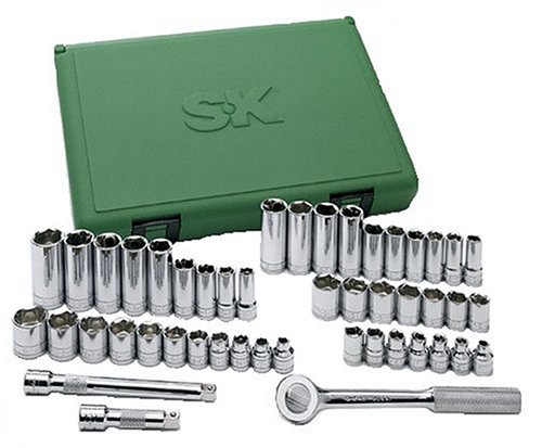 SK 94547 47 Piece 3/8-Inch Drive 6 Point Standard and Deep Socket Set with 20 Piece 1/4-Inch to 7/8-Inch and 24 Piece 6-Millimeter to 19-Millimeter Assortments