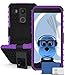 LG Nexus 5X Purple Black Shock Proof Case, Tempered Glass Screen Protector, Retractable Stylus Pen, ZIP Stereo HeadPhones with Mic