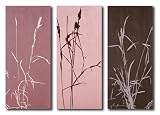 LC Design Company Set of 3 Embroidered Lilac Grass Design Wall Art
