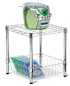 Honey-Can-Do SHF-01503 Commercial Side Table Small Wire Chrome Night Stand With Shelf