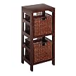 Espresso Narrow Shelf with 2 Wire Baskets