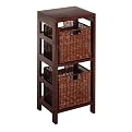 Espresso Narrow Shelf with 2 Wire Baskets