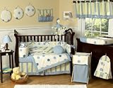 JoJo Designs 9-Piece Baby Crib Bedding Set - Blue and Yellow Modern Polka Dots