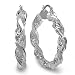 Platinum Look Rhodium Plated Twist Puff large Hoop
