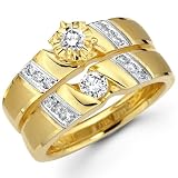 14k Two-Tone White and Yellow Gold Women's Engagement Ring Wedding Band Bridal Wedding Set (0.43 ctw,. GH Color, SI Clarity)