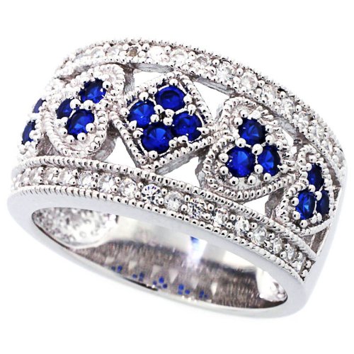 14K White Gold Rhodium Plated Sterling Silver Wedding & Engagement Ring Vintage Style Ring Band For Women 12MM ( Size 6 to 9) online