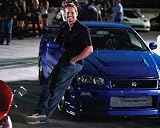 ブロマイド写真★『ワイルドスピードMAX』ポール・ウォーカー/青いNISSAN Skyline GT-R R34と