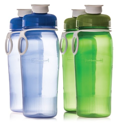 Rubbermaid Refill, Reuse 32 Ounce Chug Bottles, Assorted Colors (Pack of 4)