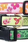 Flower Garden Dog Collar, Pink Impatiens, Small (9-15, 5/8)