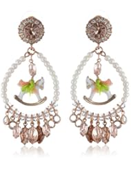 Betsey Johnson "Vintage Bows" Rocking Horse Chandelier Drop Earrings