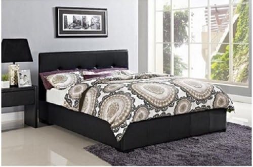 Novara Black Upholstered Bed (Queen Size)