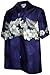 Pacific Legend Mens Tropical Garden Shirt Navy Blue L