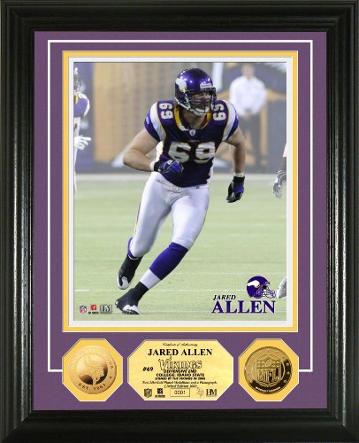 Highland Mint NFL Minnesota Vikings Jared Allen 24KT Gold Coin Photomint
