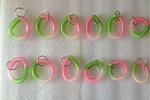 12pc Coil Stretch Wristband Keychain - Bright Pearlized Colors - Gym, Pool, ID Badege