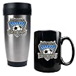 San Jose Earthquakes MLS Stainless Steel Travel Tumbler and Black Ceramic Mug Set- Primary Team Logo by Great American Products